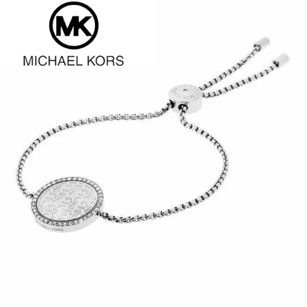 Michael Kors Silver Chain Monogram Disk Bracelet